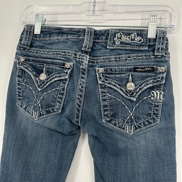Vintage y2k Women's Low Rise Miss Me Blue Denim Bootcut Jeans Sz 25 JP4896EC-6R - Picture 6 of 8